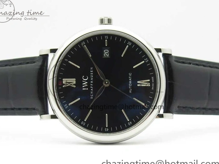 MIROTIME 0322 Affordable Portofino Automatic SS FKF 1:1 Best Edition Black Dial on Black Leather Strap A 7136